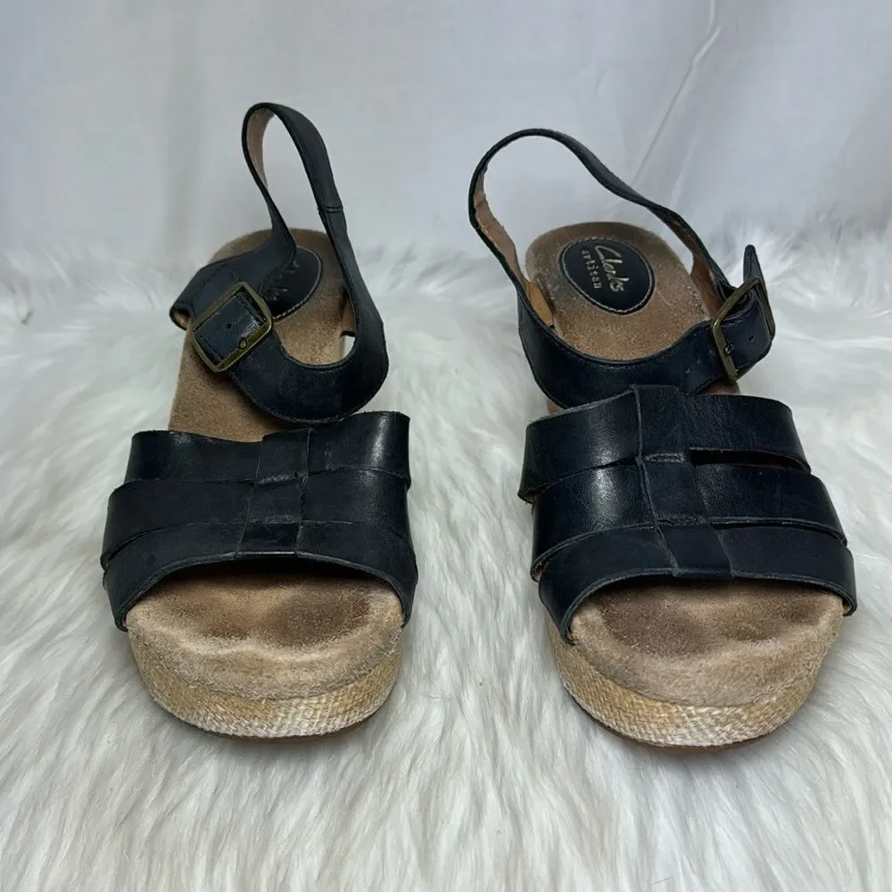 Clarks Artisan Caslynn HARP Wedge Sandals‎ Sz 8